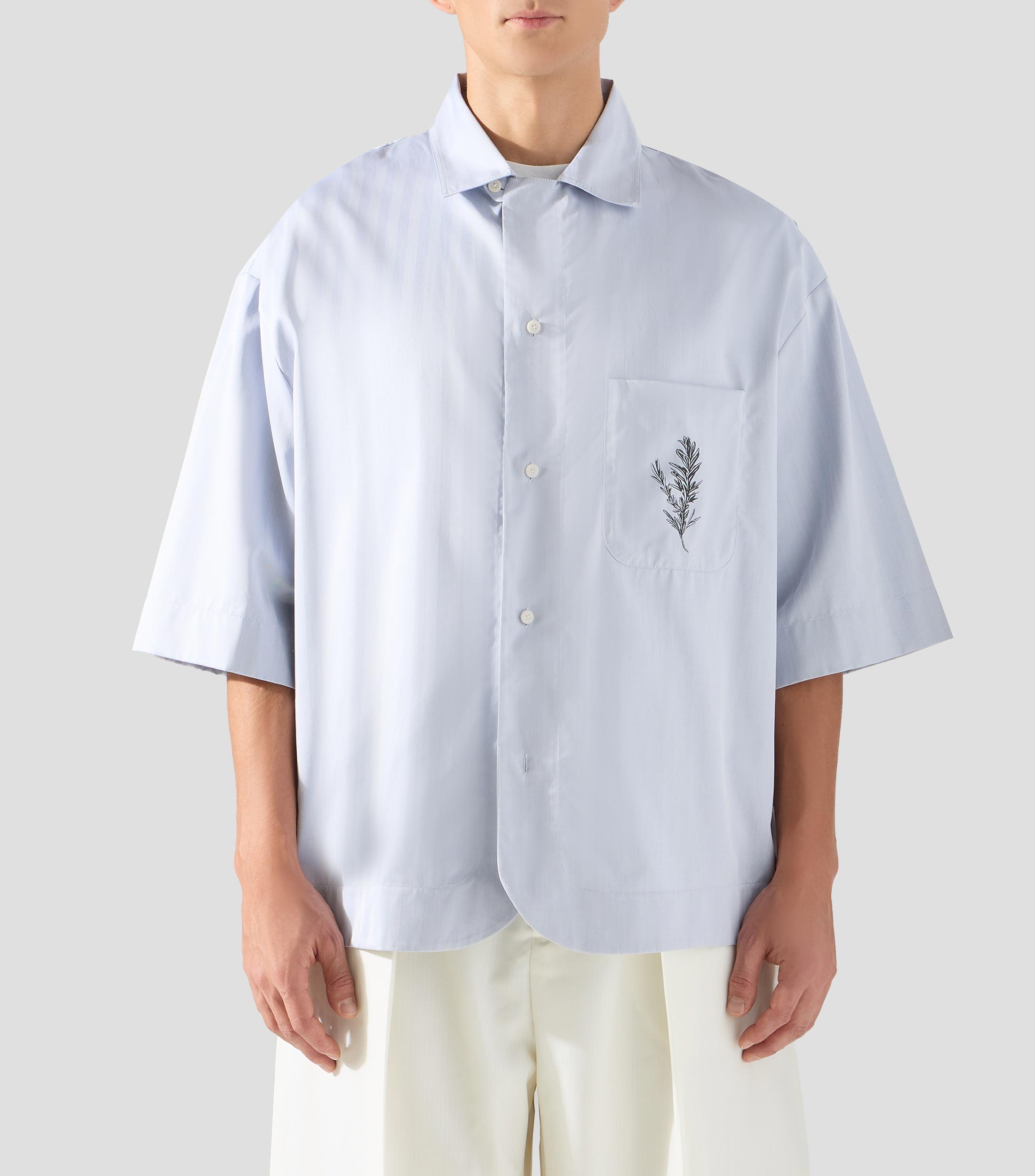 Camisa de rayas a tono manga corta Hombre